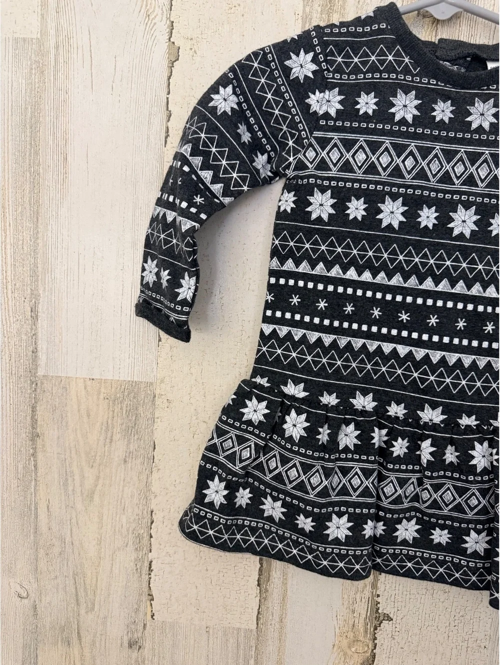 Petit Lem Girls 12M Fair Isle Snowflake Drop Waist Dress